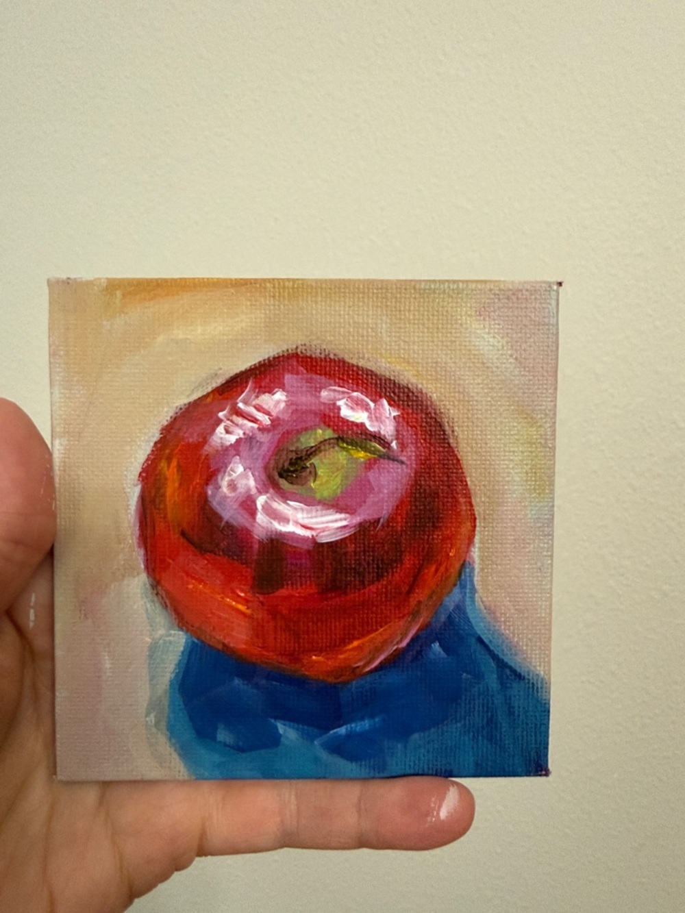 Hand-Painted Red Apple Canvas Art — Unbranded